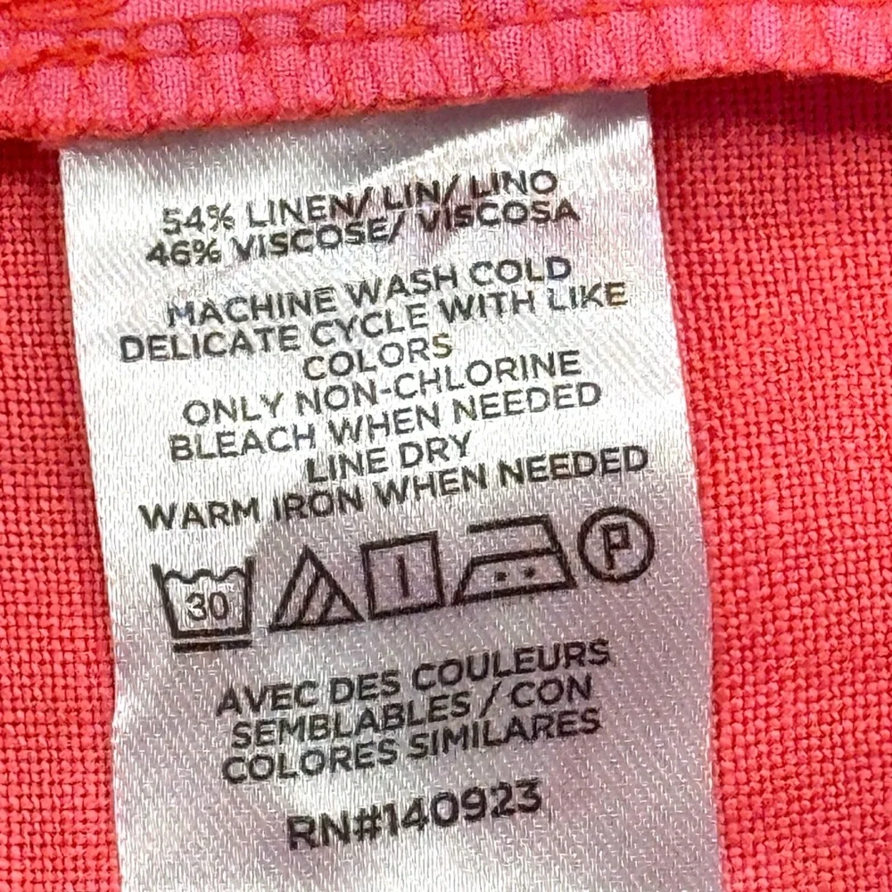 NWOT LOFT Size 12 Coral Linen-Viscose Blend Straight Pants Pockets - Picture 9 of 9